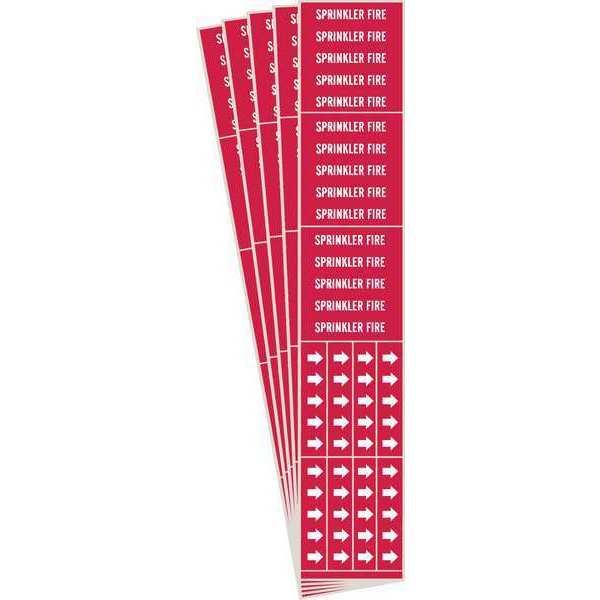 Pipe Marker, White, Sprinkler Fire, PK5, 7268-3C-PK