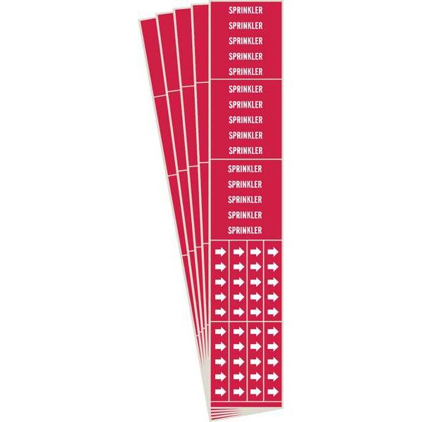 Pipe Marker, Adhesive, White, Sprinkler, PK5, 7267-3C-PK