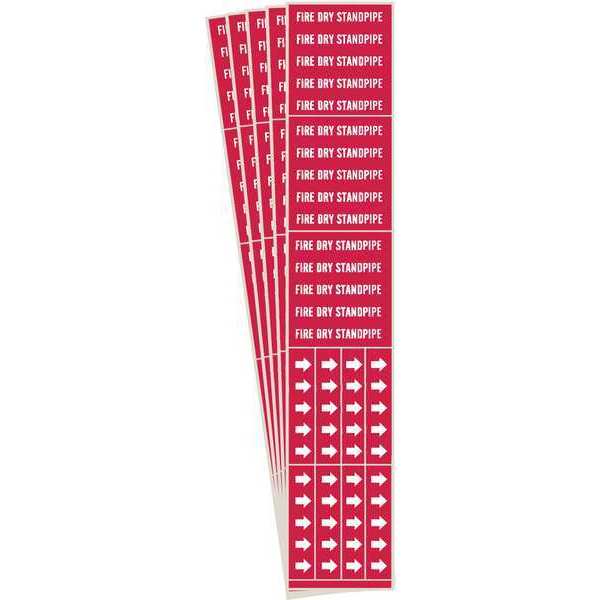 Pipe Marker, White, Fire Dry Standpipe, PK5, 7108-3C-PK
