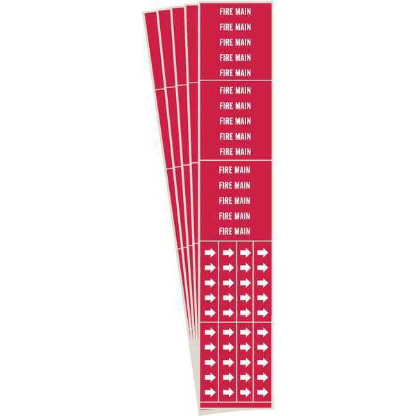 Pipe Marker, Adhesive, White, Fire Main, PK5, 7109-3C-PK