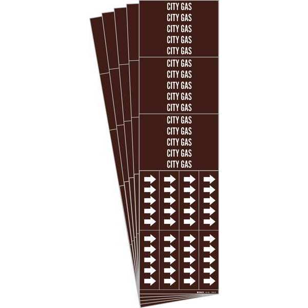 Pipe Marker, Adhesive, White, City Gas, PK5, 7346-3C-PK