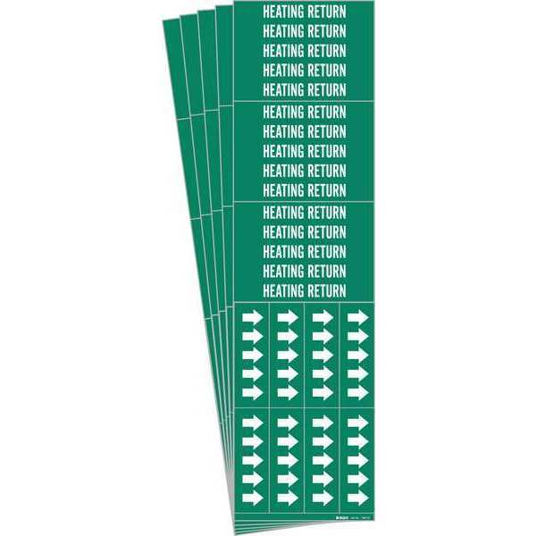Pipe Marker, White, Heating Return, PK5, 7362-3C-PK
