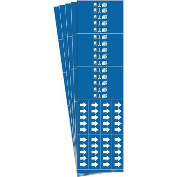 Pipe Marker, Adhesive, White, Mill Air, PK5, 7192-3C-PK