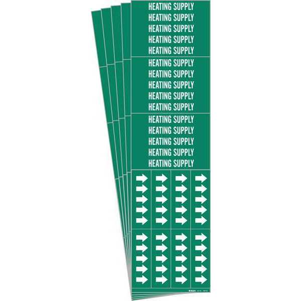 Pipe Marker, White, Heating Supply, PK5, 7363-3C-PK