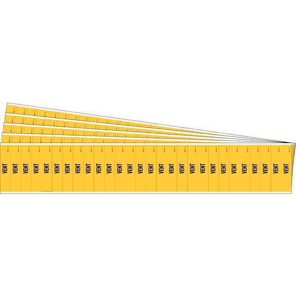 Pipe Marker, Adhesive, Yellow, Vent, PK5