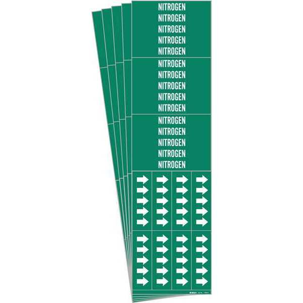 Pipe Marker, Adhesive, White, Nitrogen, PK5, 7198-3C-PK