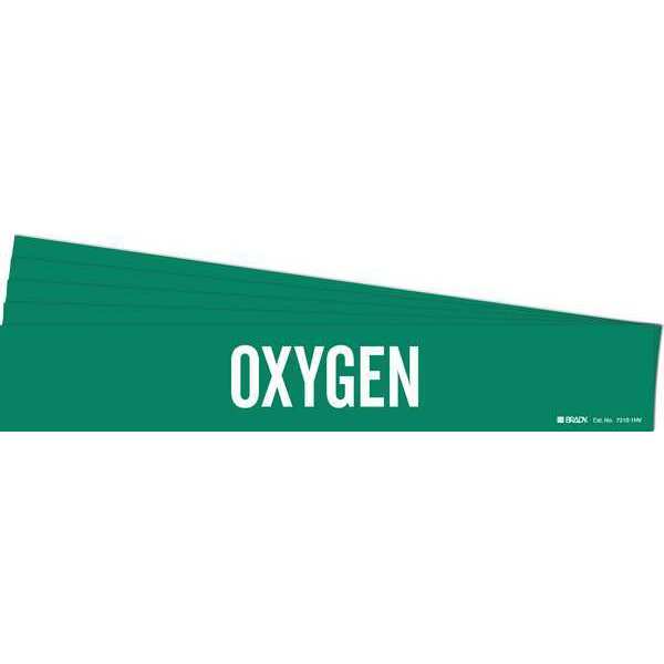 Pipe Marker, Adhesive, White, Oxygen, PK5, 7210-1HV-PK