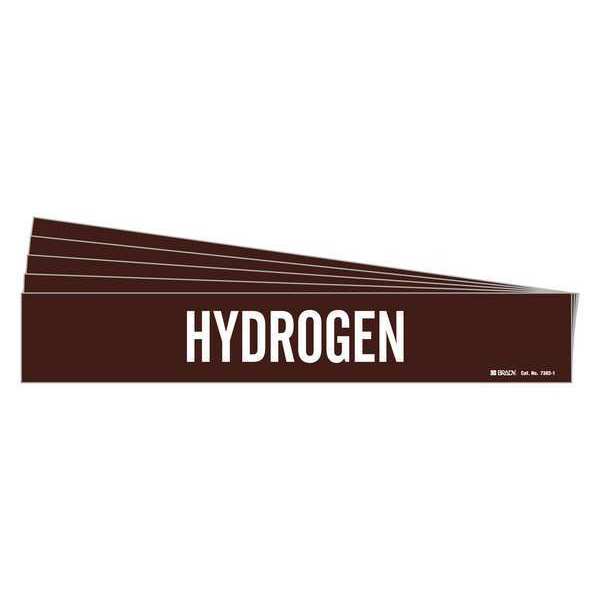 Pipe Marker, Adhesive, White, Hydrogen, PK5, 7382-1-PK