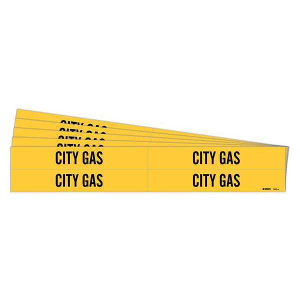 Pipe Marker, Adhesive, Black, City Gas, PK5, 7053-4-PK