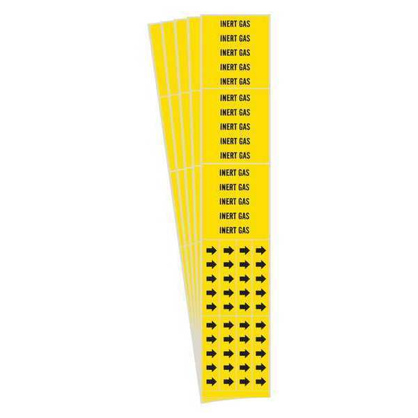 Pipe Marker, Adhesive, Black, Inert Gas, PK5, 8791-3C-PK