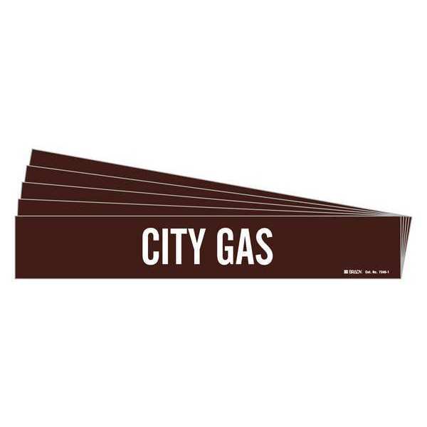 Pipe Marker, Adhesive, White, City Gas, PK5, 7346-1-PK