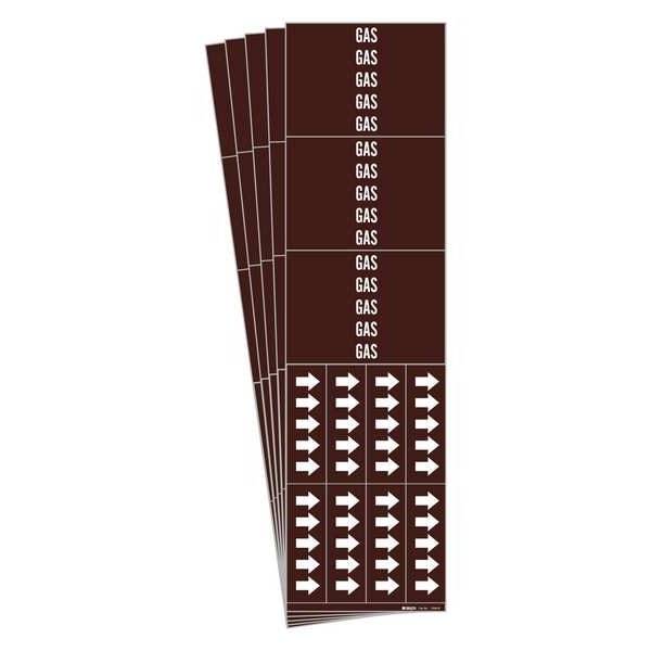 Pipe Marker, Adhesive, White, Gas, PK5, 7358-3C-PK