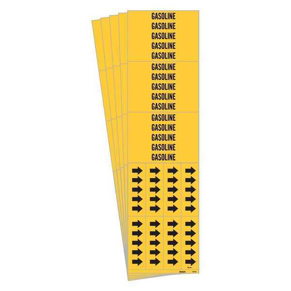 Pipe Marker, Adhesive, Black, Gasoline, PK5, 7120-3C-PK