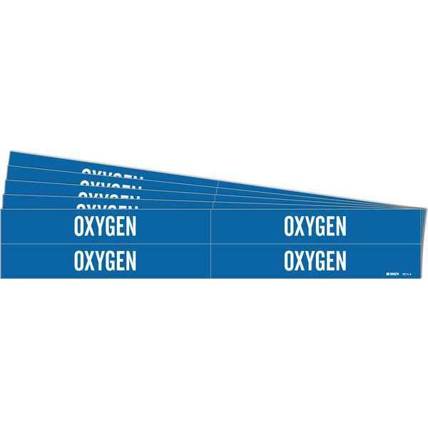 Pipe Marker, Adhesive, White, Oxygen, PK5, 7211-4-PK