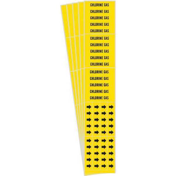Pipe Marker, Black, Chlorine Gas, PK5, 7049-3C-PK