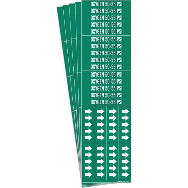 Pipe Marker, White, Oxygen 50-55 PSI, PK5, 86328-PK