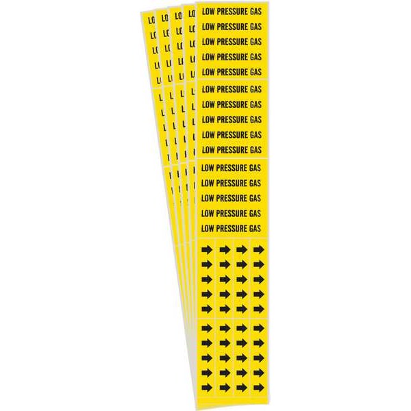 Pipe Marker, Black, Low Pressure Gas, PK5, 7176-3C-PK