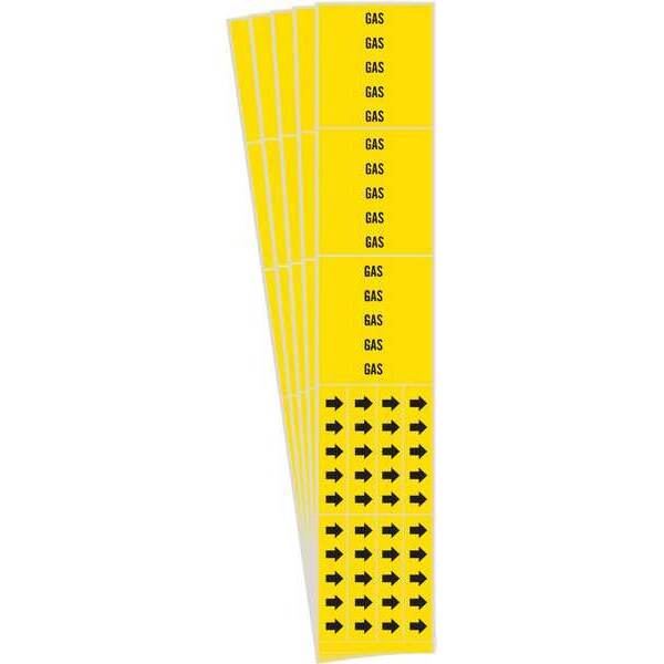 Pipe Marker, Adhesive, Black, Gas, PK5, 7119-3C-PK