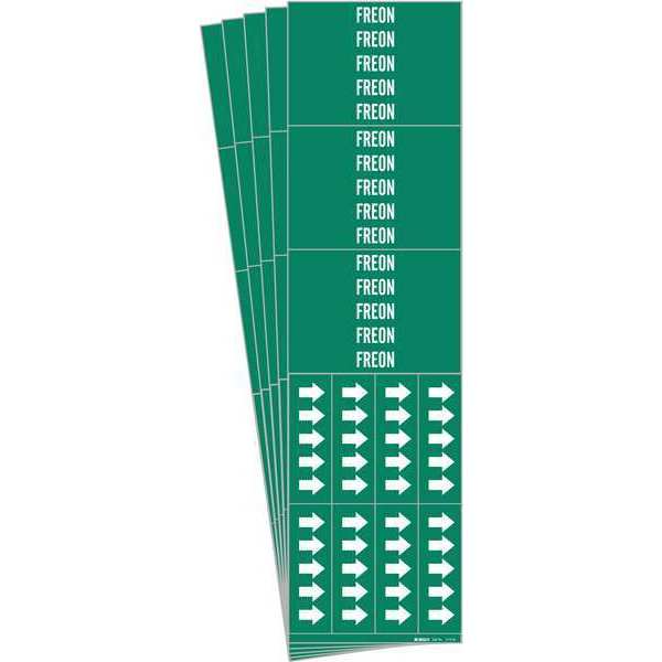 Pipe Marker, Adhesive, White, Freon, PK5, 7112-3C-PK