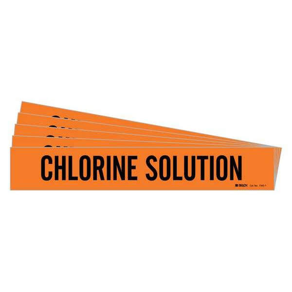 Pipe Marker, Black, Chlorine Solution, PK5, 7345-1-PK