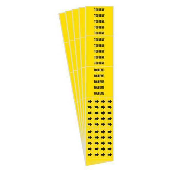Pipe Marker, Adhesive, Black, Toluene, PK5, 7284-3C-PK