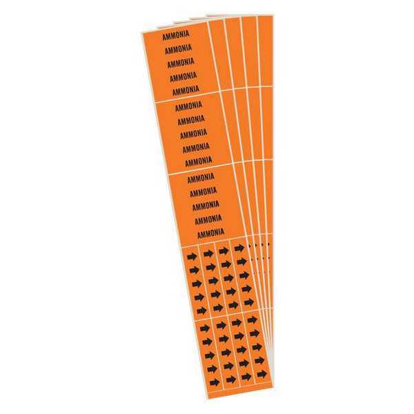 Pipe Marker, Adhesive, Black, Ammonia, PK5, 7321-3C-PK