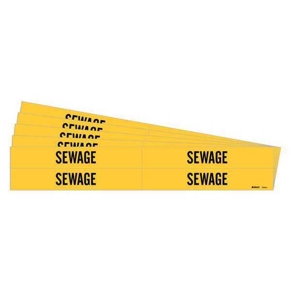 Pipe Marker, Adhesive, Black, Sewage, PK5, 7258-4-PK