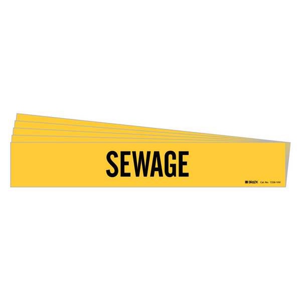 Pipe Marker, Adhesive, Black, Sewage, PK5, 7258-1HV-PK