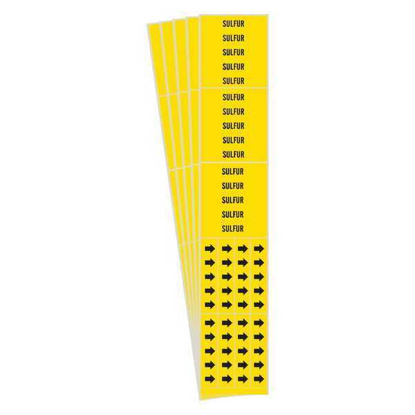Pipe Marker, Adhesive, Black, Sulfur, PK5, 8808-3C-PK