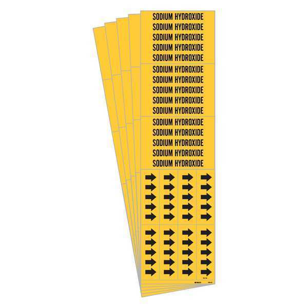 Pipe Marker, Black, Sodium Hydroxide, PK5, 7263-3C-PK