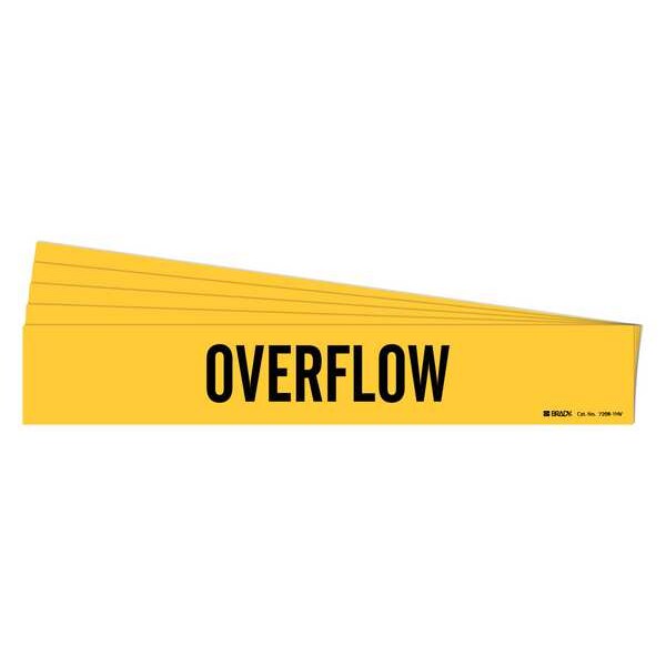 Pipe Marker, Adhesive, Black, Overflow, PK5, 7208-1HV-PK
