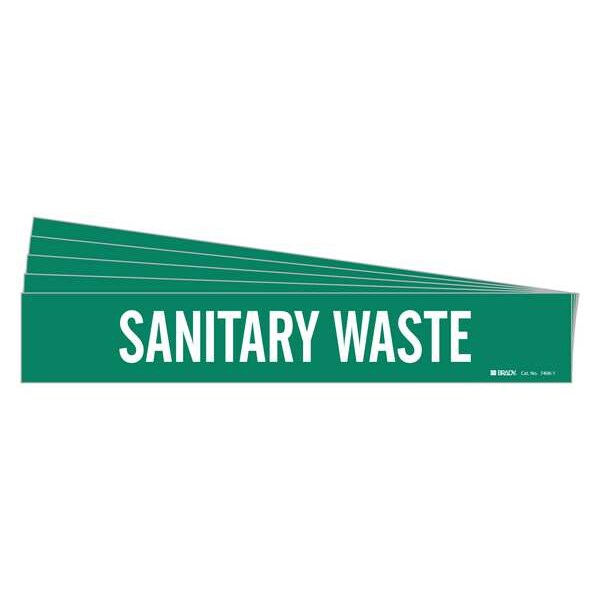 Pipe Marker, White, Sanitary Waste, PK5, 7406-1-PK