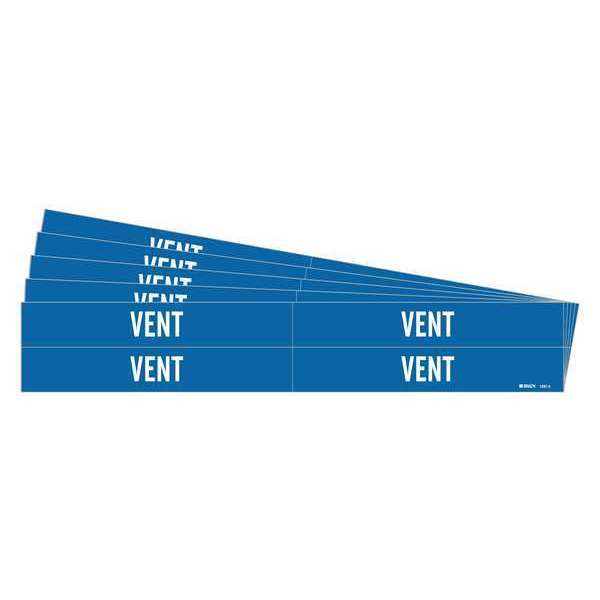 Pipe Marker, Adhesive, Blue, Vent, PK5