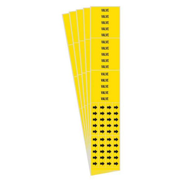 Pipe Marker, Adhesive, Black, Valve, PK5, 7293-3C-PK