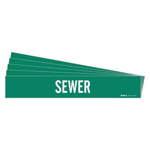 Pipe Marker, Adhesive, White, Sewer, PK5, 7259-1-PK
