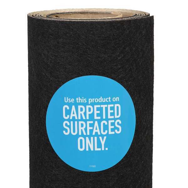 Carpet Protection Mat, 4 gal/Roll, Grease, Oils, Water Absorbed, Black, Polyester, Polypropylene