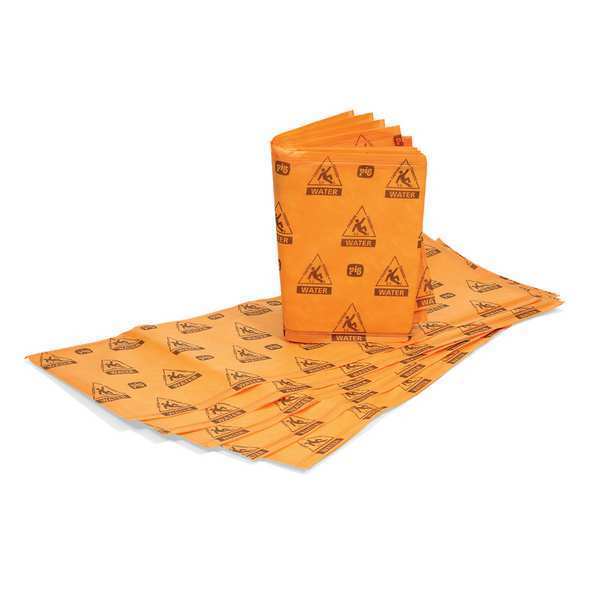 Sorbents, 35 gal/pk, 3.5gal/pad, Water Absorbed, Orange, Polypropylene, 10 PK