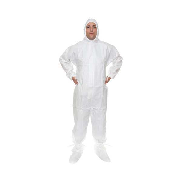 Sterile Coverall, 25 PK, White, Proprietary Laminated Nonwoven, Zipper