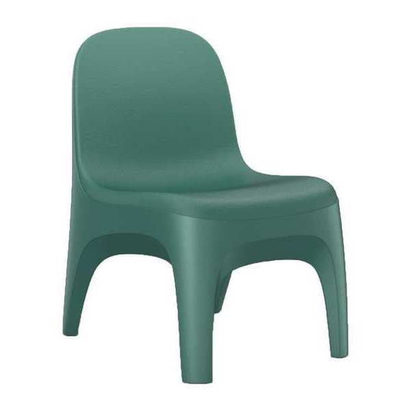 Crew Armless Chair, Floor Mount, Aqua