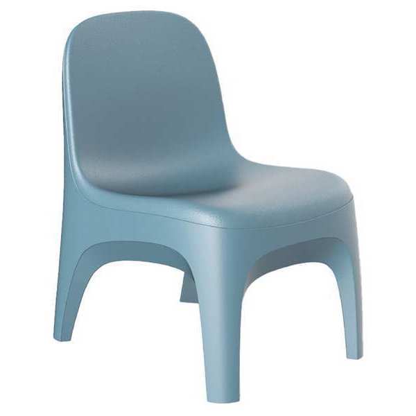 Crew Armless Chair, Floor Mount, Blue Gray