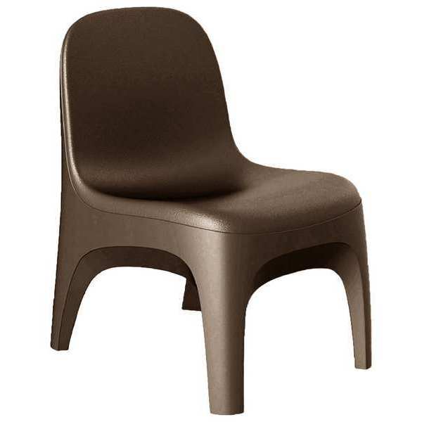 Crew Armless Chair, Floor Mount, Brown