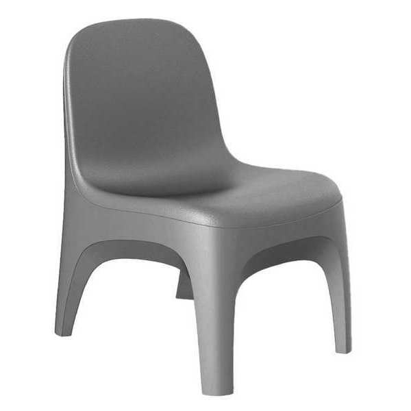 Crew Armless Chair, Floor Mount, Gray
