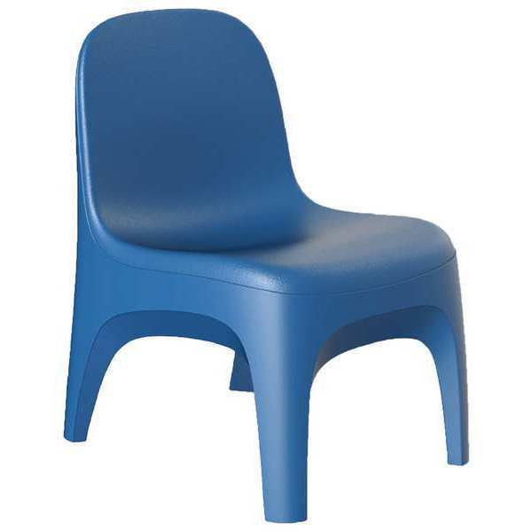 Crew Armless Chair, Floor Mount, Blue
