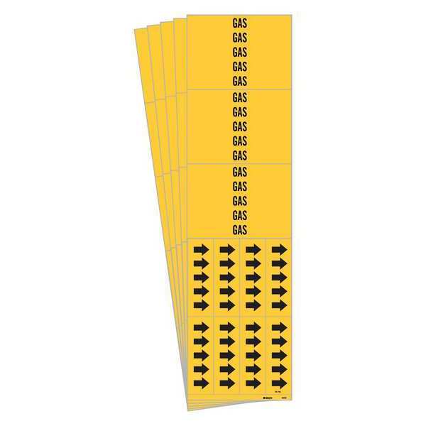 Pipe Marker, Adhesive, Yellow, PK5