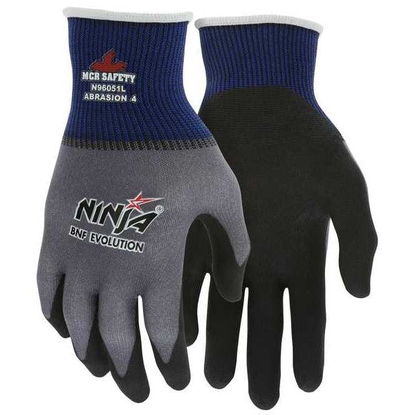Gloves, Black/Gray, L, PK12