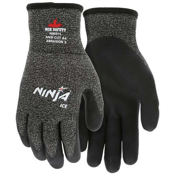 Gloves, Glass/Synthetic, Black/White, M, PR
