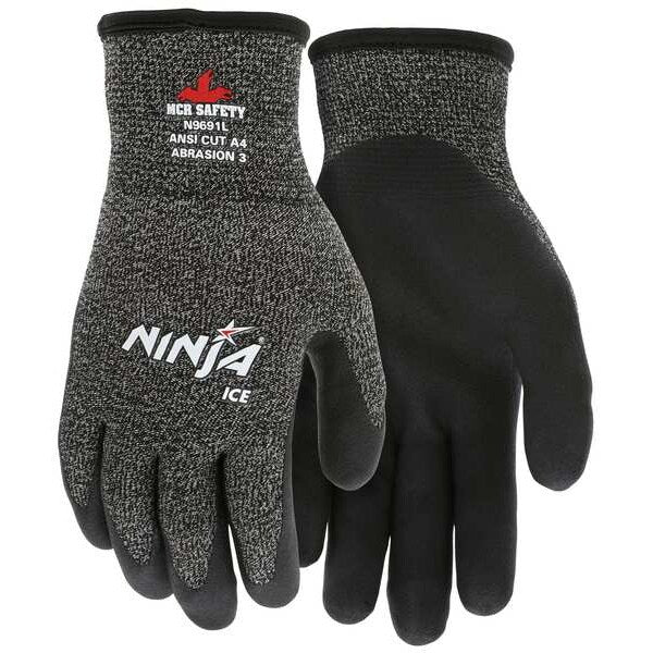 Gloves, Glass/Synthetic, Black/White, S, PR
