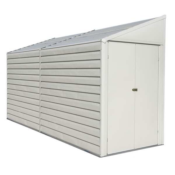 4 x 10 ft Steel Storage Shed Pent Roof Eggshell