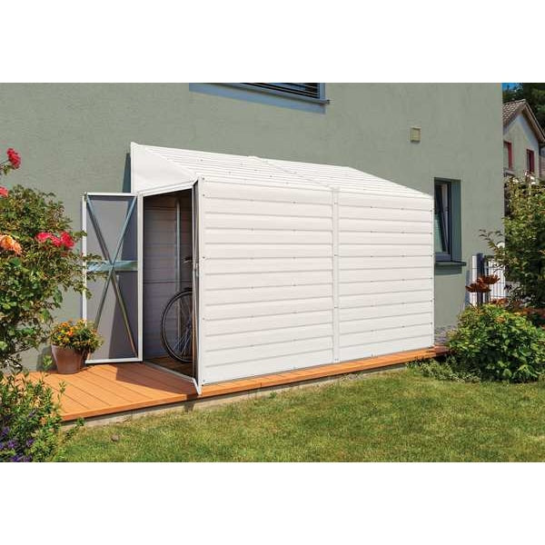 4 x 10 ft Steel Storage Shed Pent Roof Eggshell