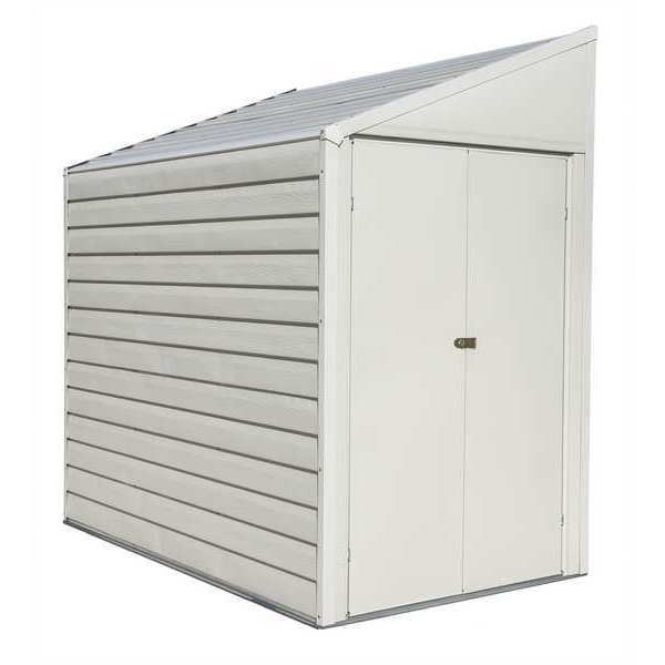 4 x 7 ft Steel Storage Shed Pent Roof Eggshell